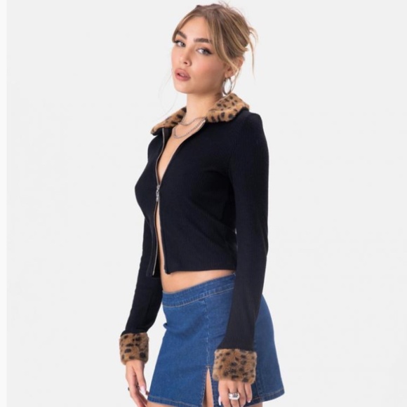 NWOT Adika Dasio Furry Detail Cardigain - Picture 4 of 11